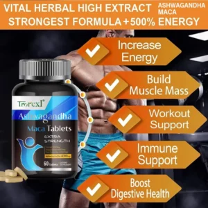 Organic Ashwagandha & Maca Pills, Supports Health